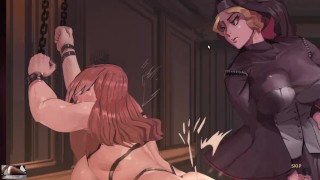 Jessika's Curse - Animazioni hentai clericale tettona dai capelli rossi