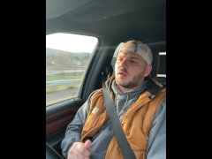 Huge cumshot while driving