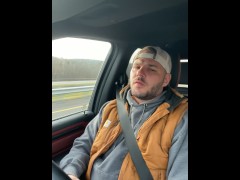 Huge cumshot while driving