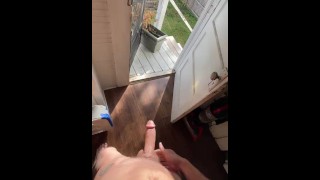 Starting the day off with a Stairway Masturbation featuring my HARD Dick!  Neighbors Wife see me?