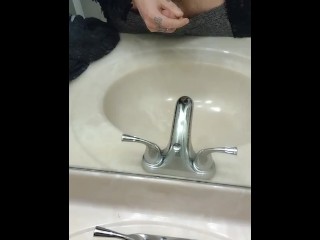 Solo Big Dick Busts Big Load in Sink