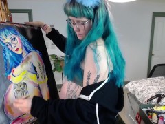 Painting a pregnant self portrait