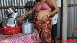 Village kitchen room sex in step mother