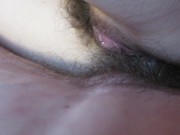 Preview 4 of AMATEUR POV CLOSEUP SIDE FUCK incredibly hot hairy pink milf pussy gets drenched in messy cum blast