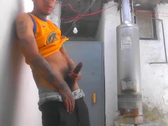 Stroking my bbc outside hope my neighbor saw
