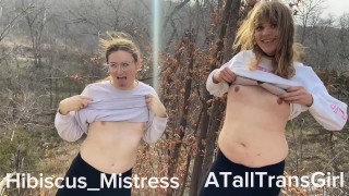 Chicas trans juegan en el bosque