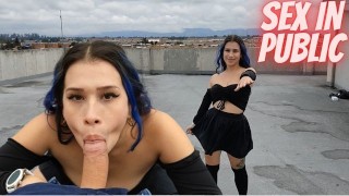 Horny 18 year old girl fulfills my fantasy of having sex in public