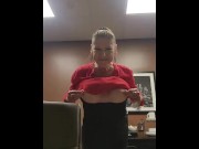 Preview 2 of Naughty Milf Trying out her new little dildo at work