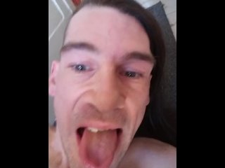 vertical video, anal, solo male, cum in mouth