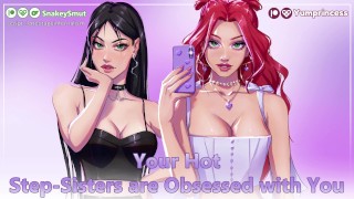 Suas Hot meia-irmãs estão obcecadas por você! | feat. YumPrincess [Áudio Pornô] [Trio] [Vagabundas]