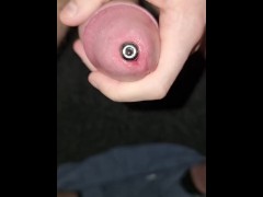 Metallic Penis Plug, stretching my cock so much.