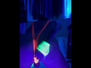 Preview 1 of I dress up like a slut in neon Blacklights and jerk off