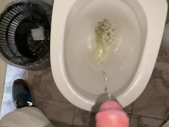 POV Guy pees in the office toilet ASMR Would you like to put your face or mouth next to it?