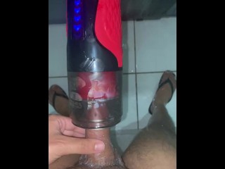 NAUGHTY NERD USES HIS NEW TOY IN HIS MOTHER-IN-LAW'S BATHROOM