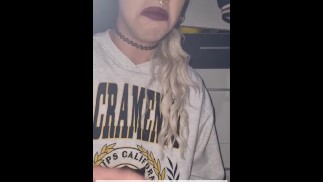 Petit blonde Trans drinking own Pee