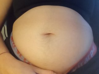 food baby, role play, fat belly, big belly