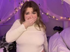 CHUBBY TEEN WITH HUGE BOUNCING TITS RIDES DILDO WHILE TRYING TO NOT GET CAUGHT BY STEP DAD