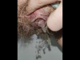 Hairy Pussy Pisses Sexy Closeup