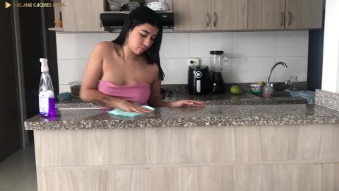 horny stepmom likes to clean very sexy