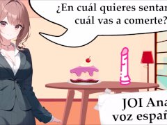 JOI anal hentai en español. El dilema de la polla y la tarta. Video completo.
