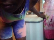 Preview 3 of AMATURE EBONY  HUMPING WASHMACHINE WHILE RAIN FALL OUTDOOR ASMR