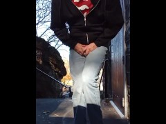 Desperate Public Pissing My Pants Locked Bathroom Door