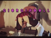 Sissy home alone has an anal orgasm with dildo. Sexy school girl crossdresser with beautiful ass