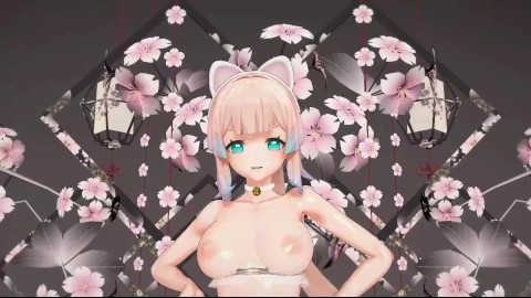 Kokomi Undress Dance Hentai Genshin Impact Catgirl MMD 3D Clear Blue Eyes Color Edit Smixix