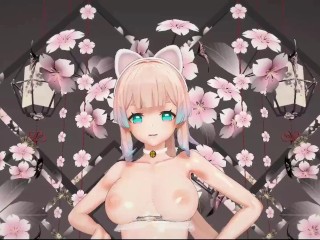 Kokomi Se Desnuda Baile Hentai Genshin Impacto Catgirl MMD 3D Claro Blue Eyes Color Editar Smixix