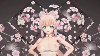 Кокоми Раздевается Танец Хентай Genshin Impact Девушка-кошка MMD 3D Прозрачные голубые глаза Цвет Редактировать Smixix