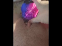 Stretching pussy with dildo - 4 months pregnant toy play