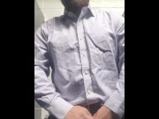 Preview 1 of Office Daddy Strokes Fat Cock in the Bathroom