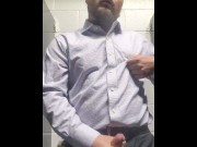 Preview 2 of Office Daddy Strokes Fat Cock in the Bathroom