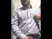 Preview 5 of Office Daddy Strokes Fat Cock in the Bathroom