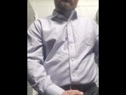 Preview 6 of Office Daddy Strokes Fat Cock in the Bathroom