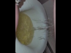 Piss in potty before I shave my hairy pussy