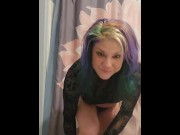 Preview 5 of MILF SEXY FEMALE WEARING LACE GREEN HAIR LATINA