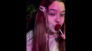 Cute tyanka can't decide what she likes more: sucking candy or dick