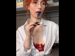 Biology Teacher Roleplay, Hot Ginger Playing with her Tits, Leaked Onlyfans Footage