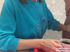 Milf granny drinks coffee with cum taboo