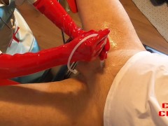 EXTREME COCK PUMPING & DEEP URETHRAL SOUNDING HUGE COCK FULL LATEX NURSE