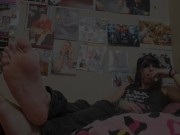 Preview 2 of Emo Femboy Twink Shows Feet and Fucks Himself in Skinny Jeans (FREE VID ON OF)