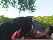 Preview 3 of Trailer - Being fucked by her lover in the river in public and he came in my mouth