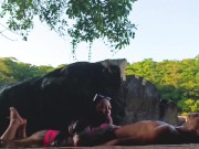 Preview 5 of Trailer - Being fucked by her lover in the river in public and he came in my mouth