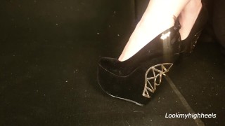 wedge heels black metal