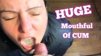 HUGE Cumshot in Mouth Facial on Puffy Jackat