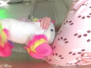 Preview 5 of Petite Brunette in Pijamas Rubbing her Clit with Her new Toy🦄_Riding Dildo_Golden Shower🦄💦