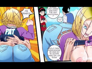blonde girl, cartoon porn, perfect body, android 18 cosplay