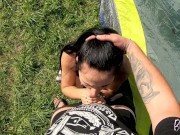 Preview 5 of Sneaky Camping Neighbor Makes Me Suck Him - Little Choking on Cum LOL