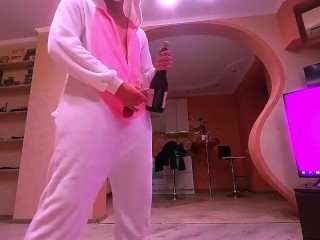 Tiktok Big Dick Masturbation Bunnyboy, Champagner über Den Schwanz Gießen